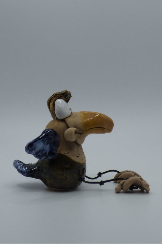 Gartenstecker kleiner Rabe, glasiert